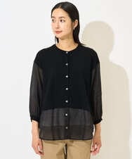 PZSHB03290 GEORGES RECH(ジョルジュ・レッシュ) リネンライクコットンシアーカーディガン ブラック