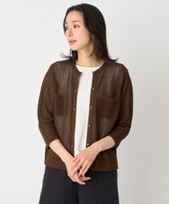 PZSHE64290 GEORGES RECH(ジョルジュ・レッシュ) メッシュクルーネックカーディガン ブラウン