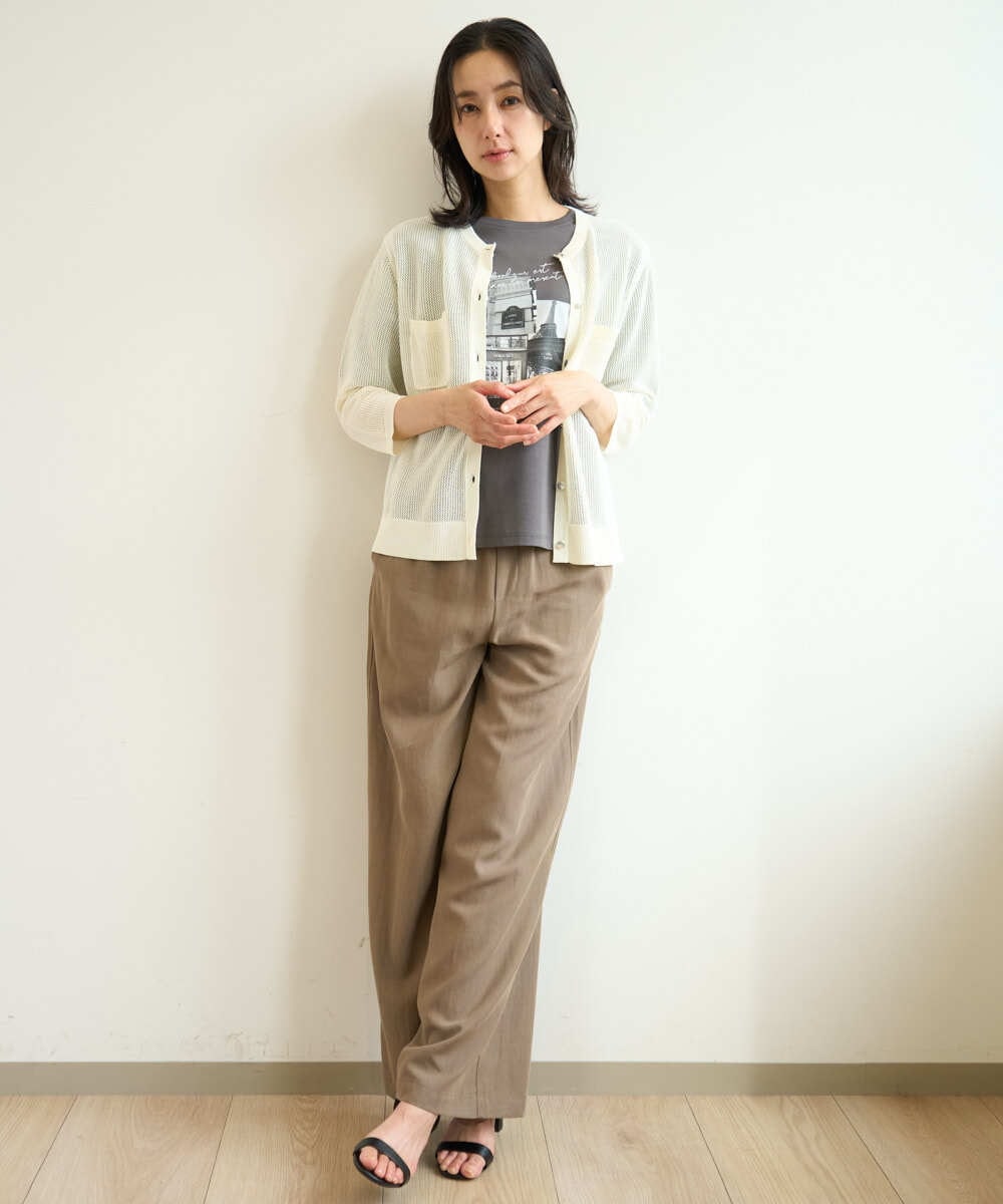 PZSHE64290 GEORGES RECH(ジョルジュ・レッシュ) メッシュクルーネックカーディガン ブラウン