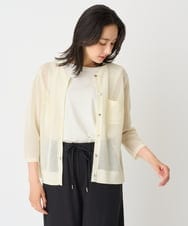 PZSHE64290 GEORGES RECH(ジョルジュ・レッシュ) メッシュクルーネックカーディガン ブラウン