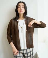 PZSHE64290 GEORGES RECH(ジョルジュ・レッシュ) メッシュクルーネックカーディガン ブラウン
