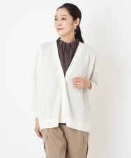 PZSHT06210 GEORGES RECH(ジョルジュ・レッシュ) [アンサンブル対応]ヴィスコースリネン8分袖ワイドカーディガン アイボリー