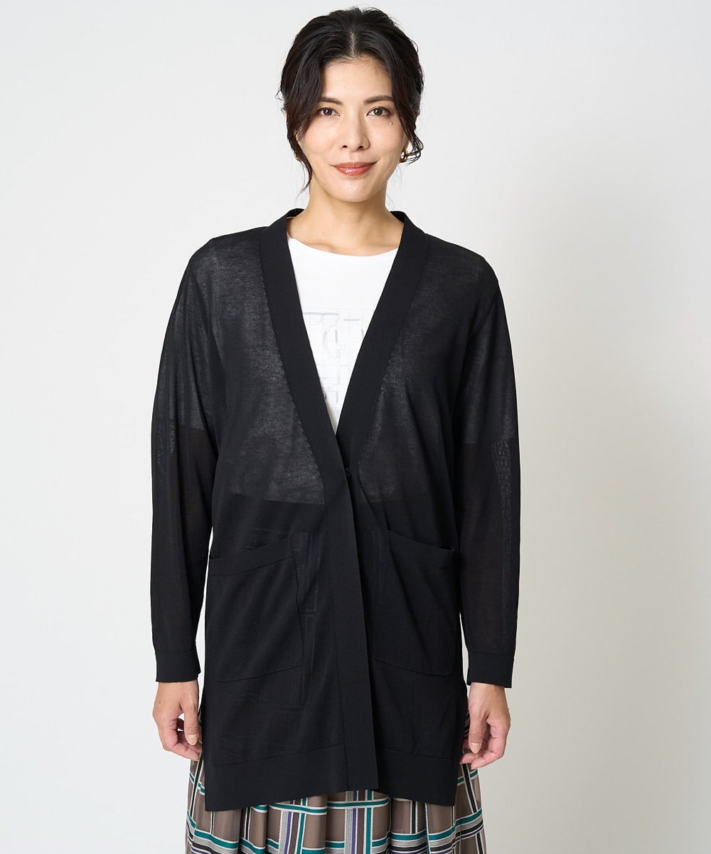 PZSHW02250 GEORGES RECH(ジョルジュ・レッシュ) コットンナイロンロングカーディガン ブラック