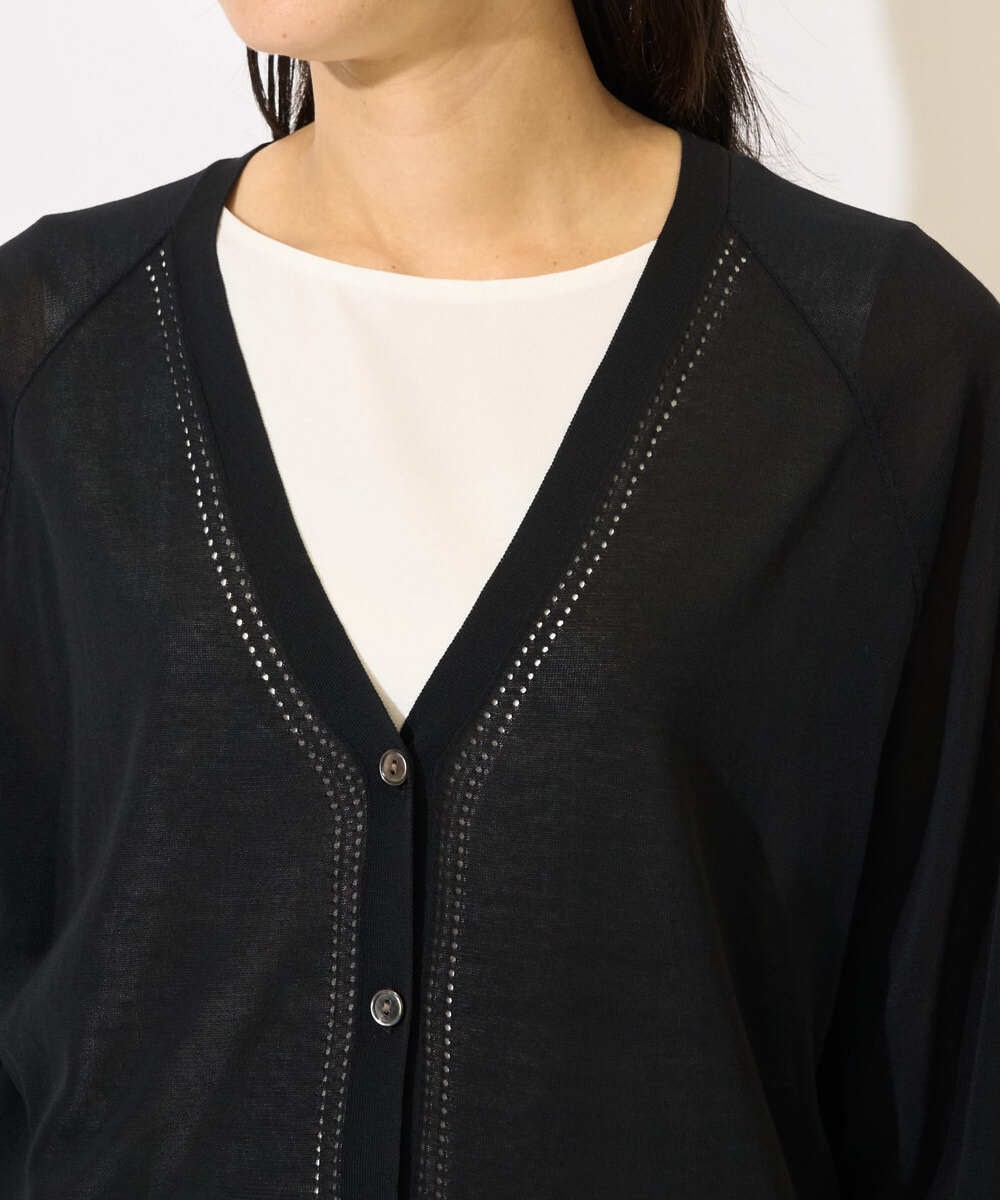 PZSJB28250 GEORGES RECH(ジョルジュ・レッシュ) アイレット8分袖カーディガン ブラック