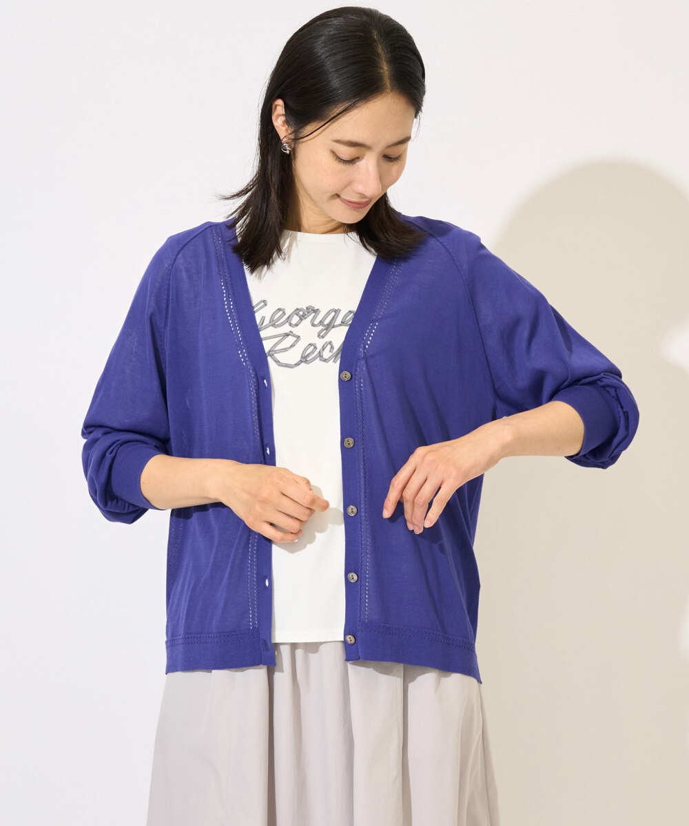 PZSJB28250 GEORGES RECH(ジョルジュ・レッシュ) アイレット8分袖カーディガン ブラック