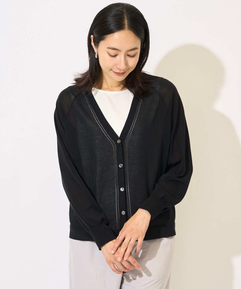 PZSJB28250 GEORGES RECH(ジョルジュ・レッシュ) アイレット8分袖カーディガン ブラック