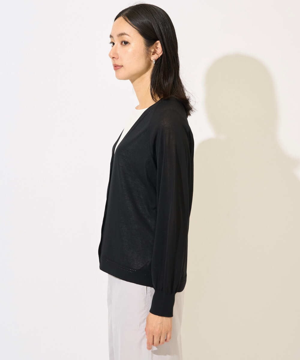 PZSJB28250 GEORGES RECH(ジョルジュ・レッシュ) アイレット8分袖カーディガン ブラック