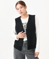 PZSJE26290 GEORGES RECH(ジョルジュ・レッシュ) シャギーモールニットベスト ベージュ