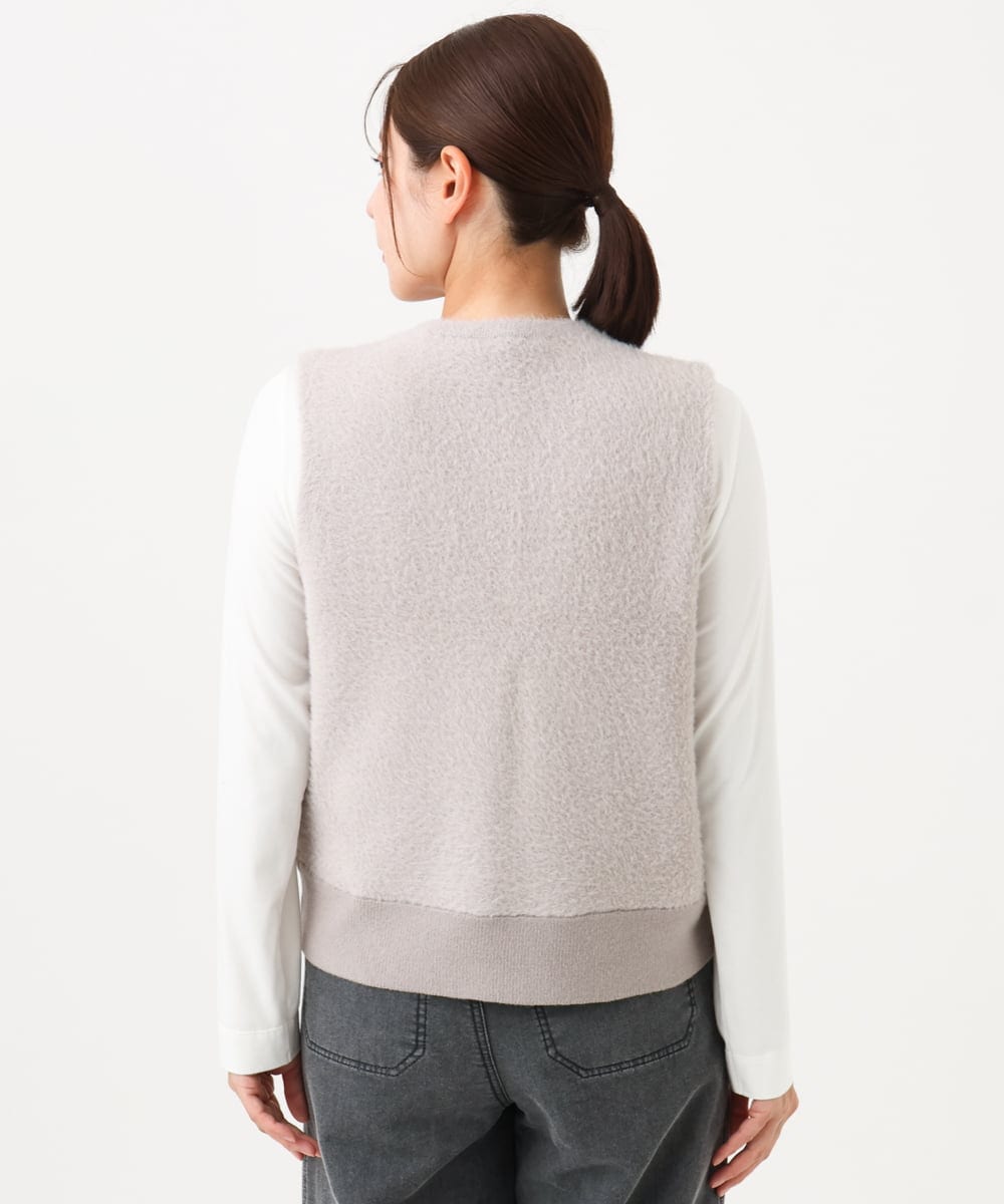 PZSJE26290 GEORGES RECH(ジョルジュ・レッシュ) シャギーモールニットベスト ベージュ