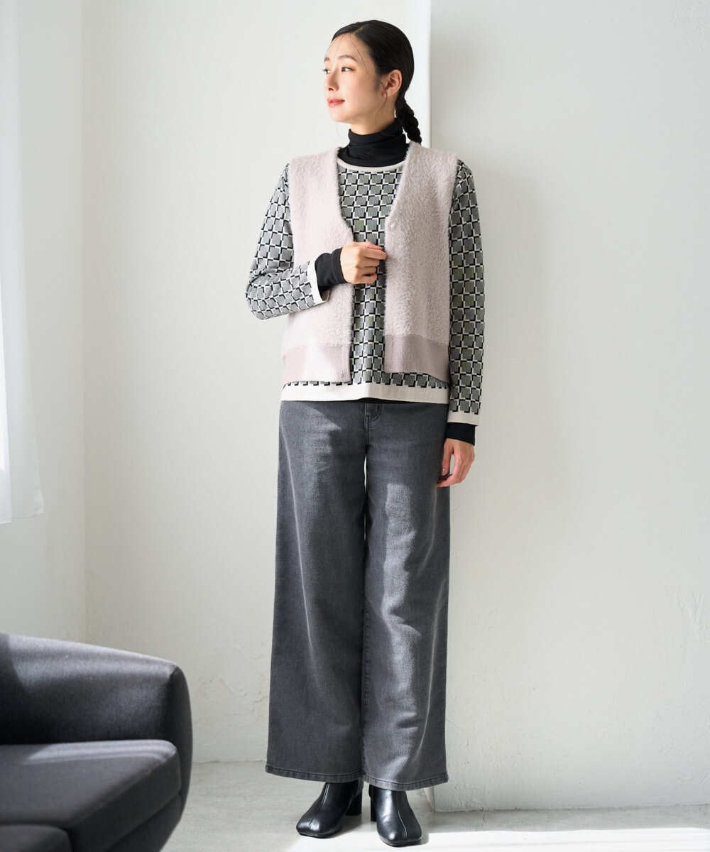 PZSJE26290 GEORGES RECH(ジョルジュ・レッシュ) シャギーモールニットベスト ベージュ