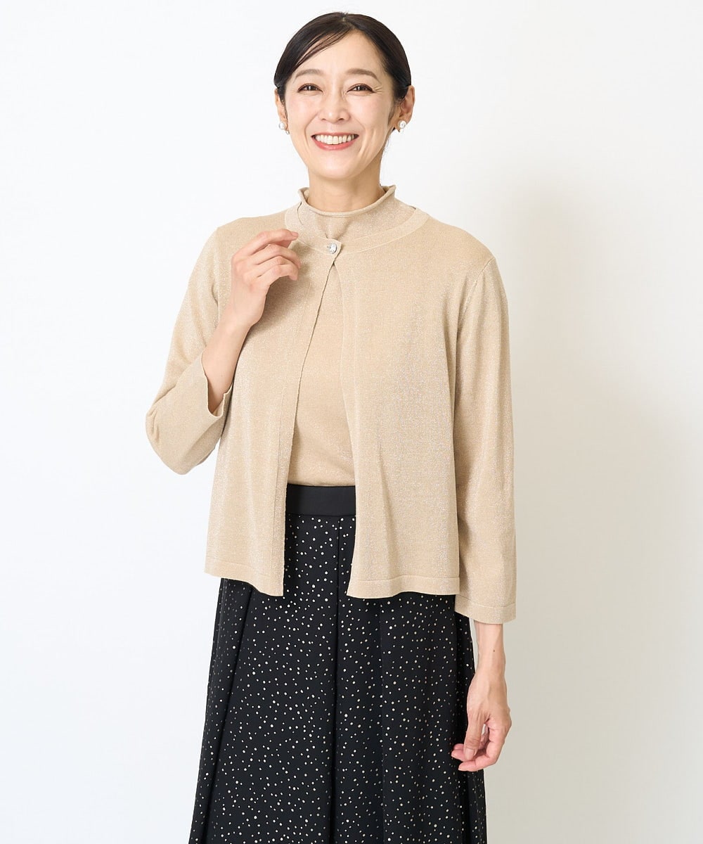 PZSJW50230 GEORGES RECH(ジョルジュ・レッシュ) [アンサンブル対応]スパークラメニットカーディガン ブラック