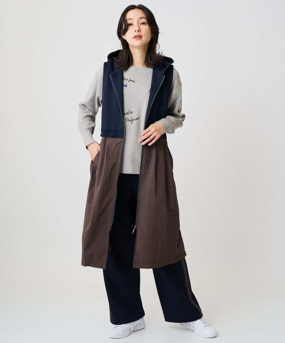 PZTAD02390 GEORGES RECH(ジョルジュ・レッシュ) ダンボールタフタドッキングロングジレ ネイビー