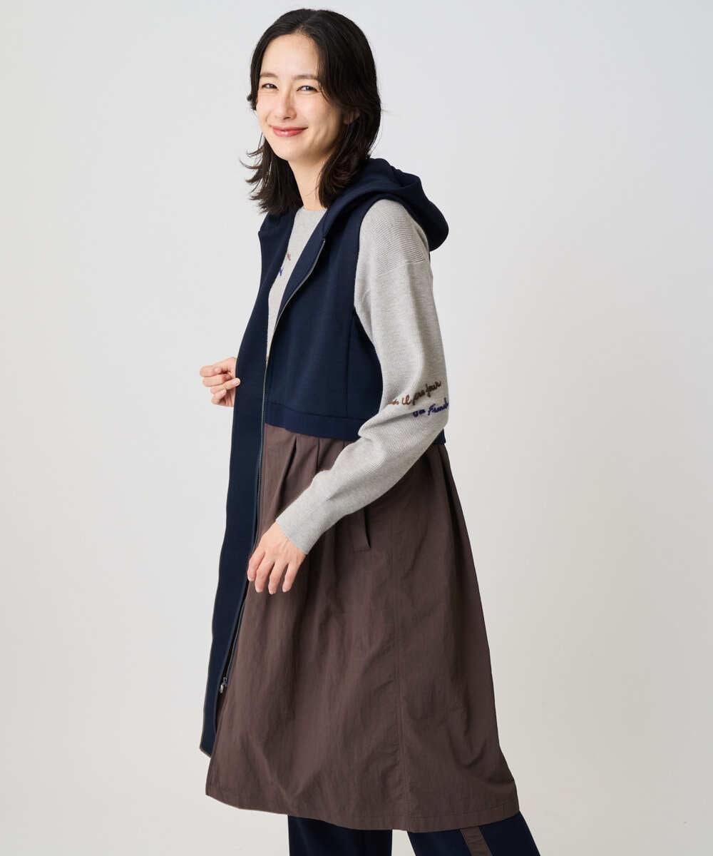 PZTAD02390 GEORGES RECH(ジョルジュ・レッシュ) ダンボールタフタドッキングロングジレ ネイビー