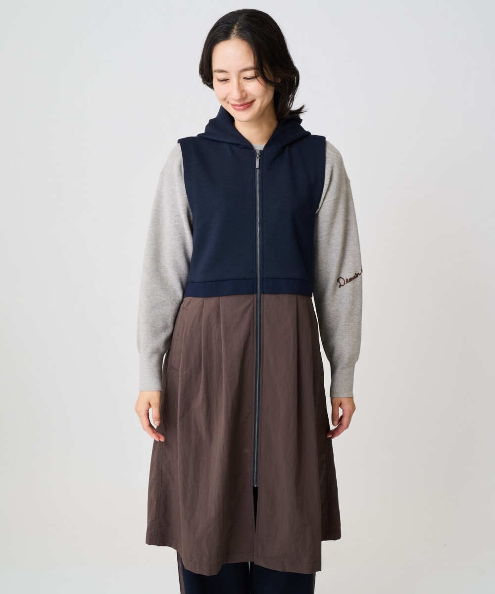 PZTAD02390 GEORGES RECH(ジョルジュ・レッシュ) ダンボールタフタドッキングロングジレ ネイビー