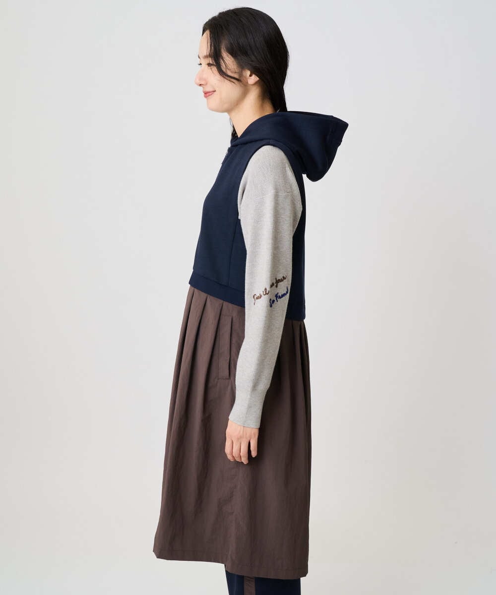 PZTAD02390 GEORGES RECH(ジョルジュ・レッシュ) ダンボールタフタドッキングロングジレ ネイビー