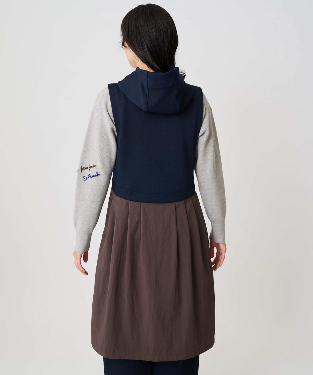 PZTAD02390 GEORGES RECH(ジョルジュ・レッシュ) ダンボールタフタドッキングロングジレ ネイビー