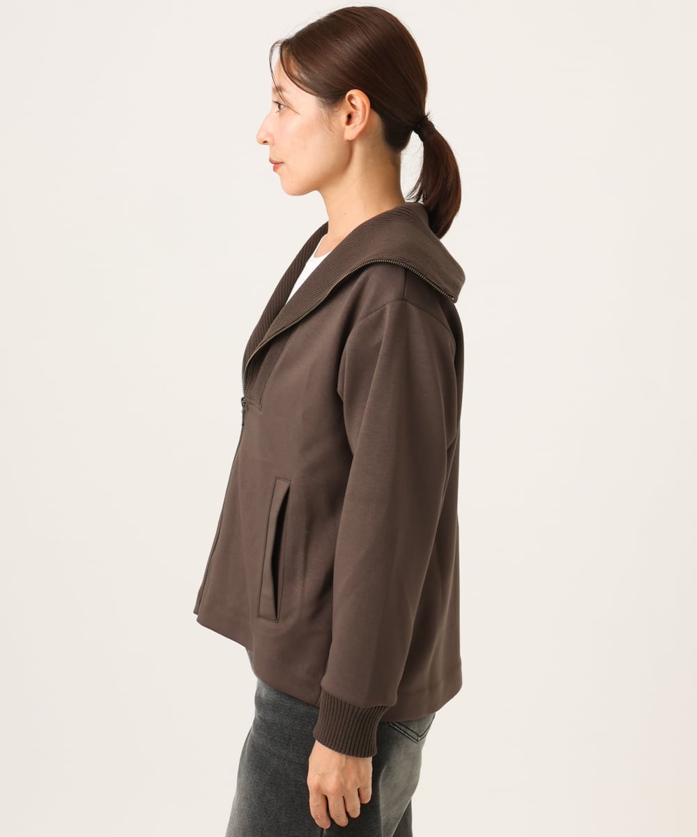 PZTAG11340 GEORGES RECH(ジョルジュ・レッシュ) ストレッチダンボールジップアップブルゾン ブラウン