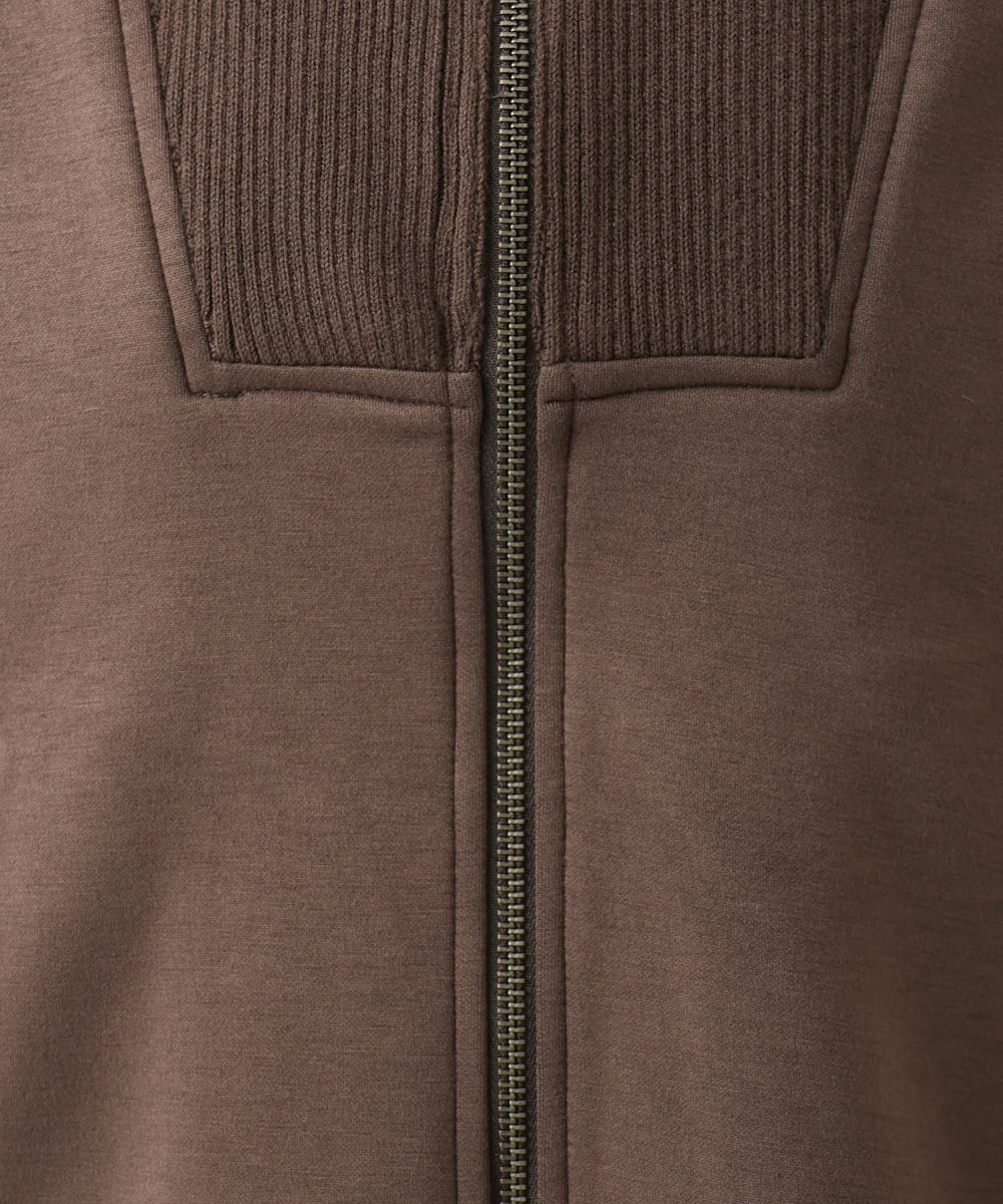 PZTAG11340 GEORGES RECH(ジョルジュ・レッシュ) ストレッチダンボールジップアップブルゾン ブラウン