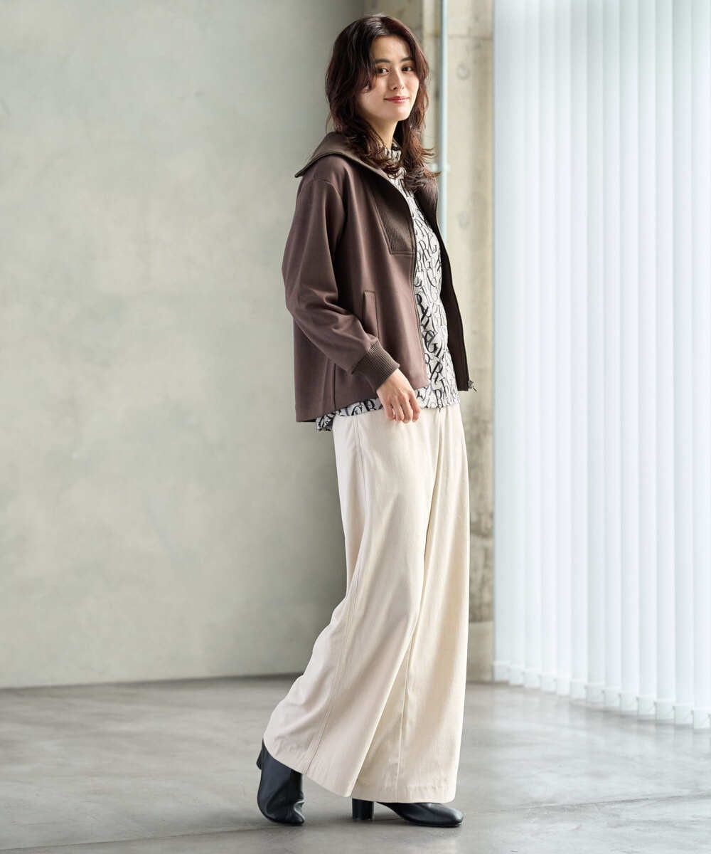 PZTAG11340 GEORGES RECH(ジョルジュ・レッシュ) ストレッチダンボールジップアップブルゾン ブラウン