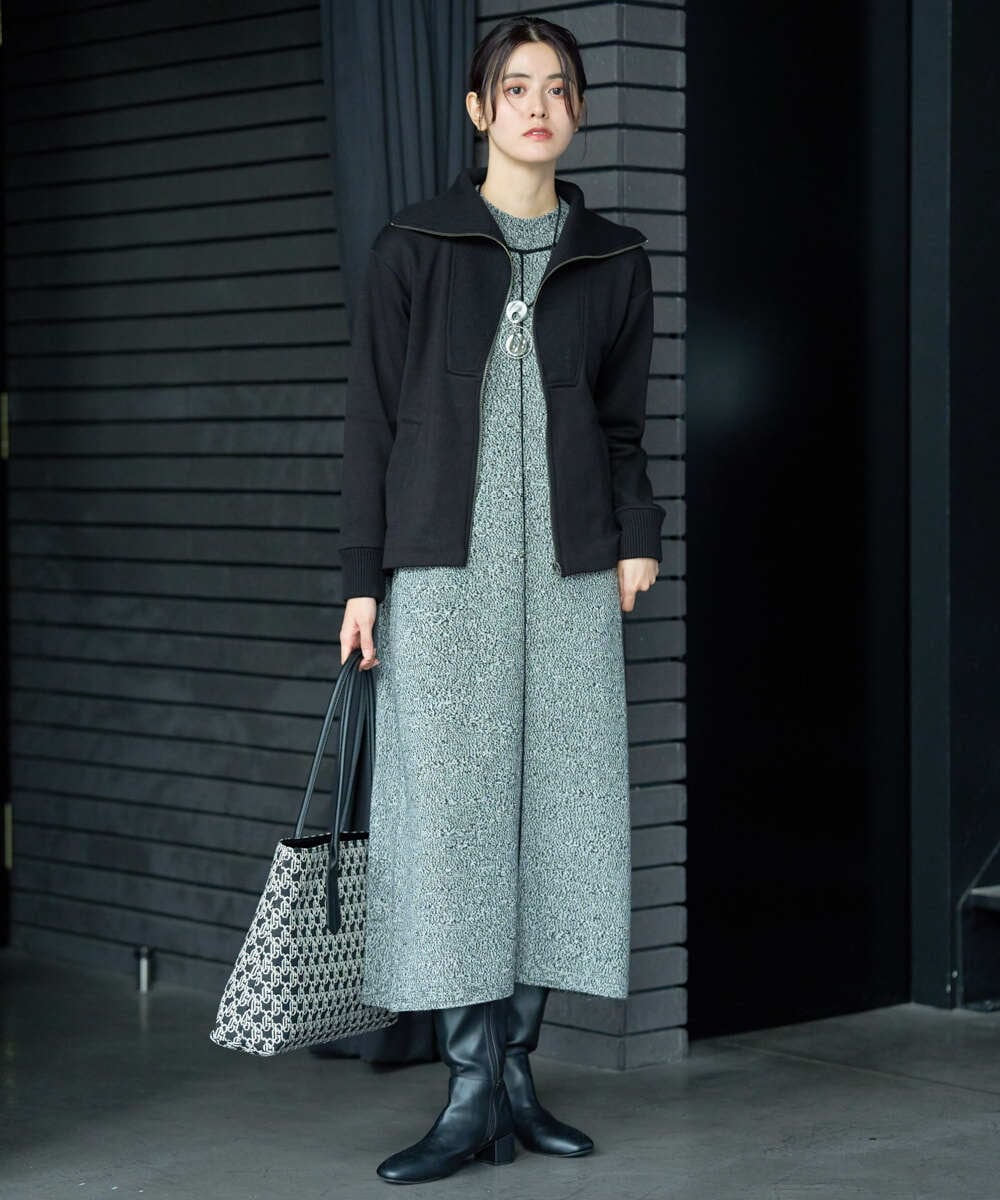 PZTAG11340 GEORGES RECH(ジョルジュ・レッシュ) ストレッチダンボールジップアップブルゾン ブラウン