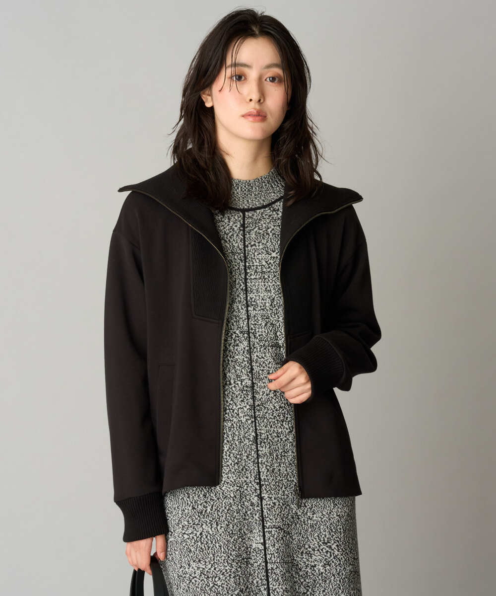 PZTAG11340 GEORGES RECH(ジョルジュ・レッシュ) ストレッチダンボールジップアップブルゾン ブラック