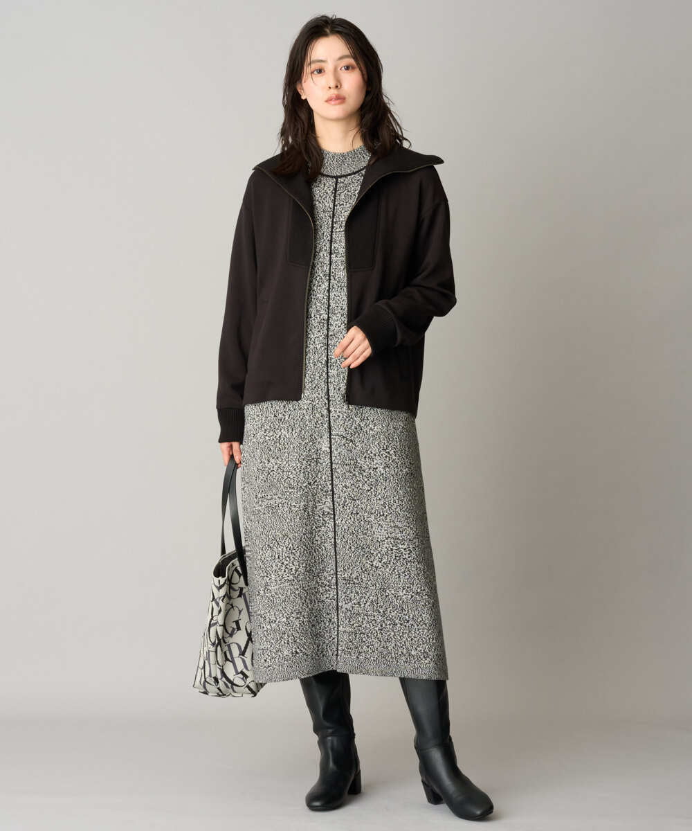 PZTAG11340 GEORGES RECH(ジョルジュ・レッシュ) ストレッチダンボールジップアップブルゾン ブラック