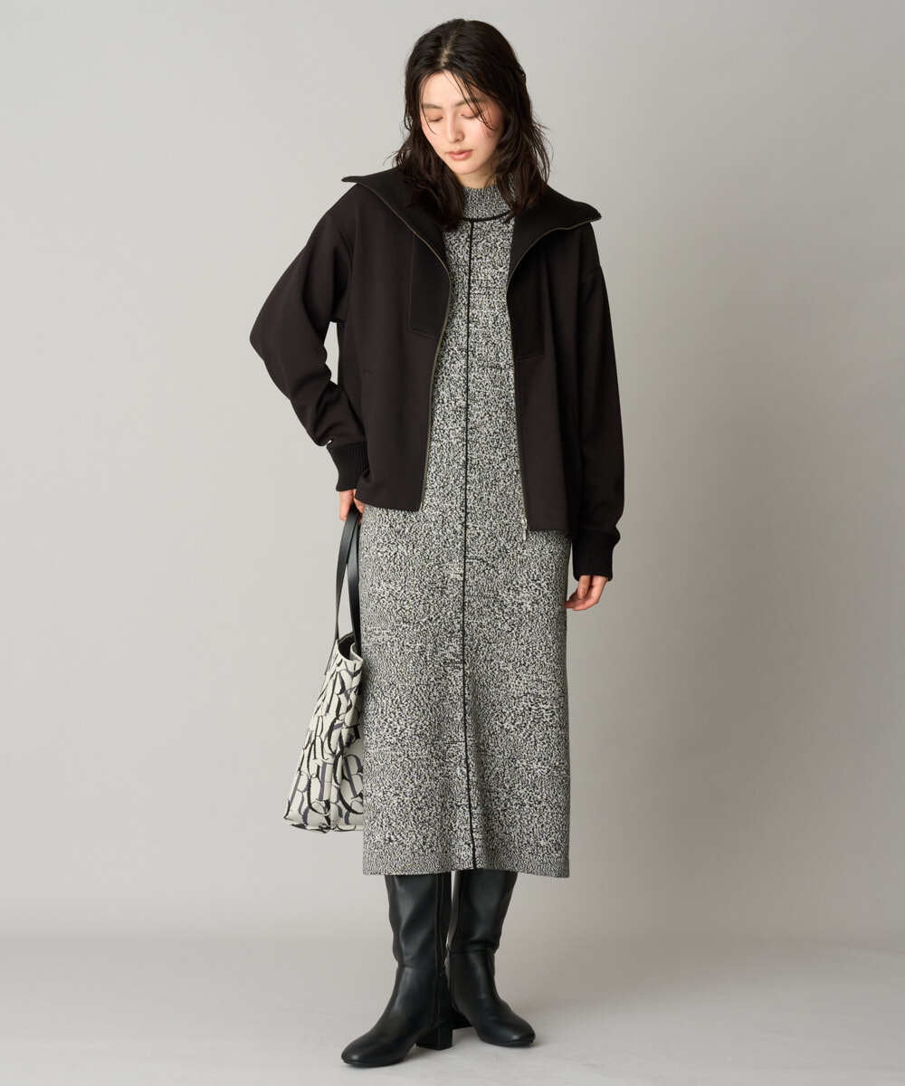 PZTAG11340 GEORGES RECH(ジョルジュ・レッシュ) ストレッチダンボールジップアップブルゾン ブラック