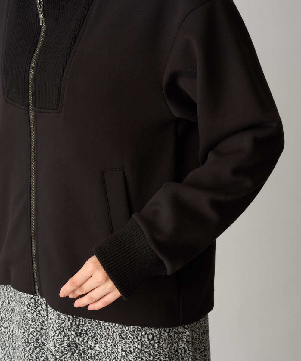 PZTAG11340 GEORGES RECH(ジョルジュ・レッシュ) ストレッチダンボールジップアップブルゾン ブラック