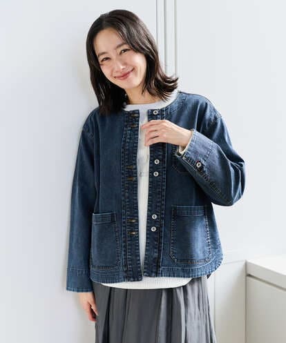 PZTEE01360 GEORGES RECH  [セットアップ対応]ノーカラージャージーデニムジャケット