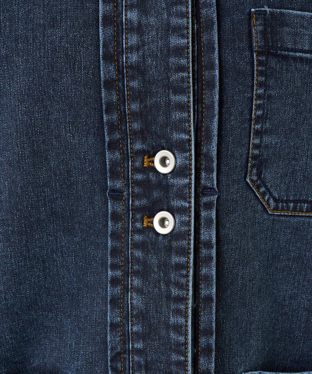 PZTEE01360 GEORGES RECH(ジョルジュ・レッシュ)  [セットアップ対応]ノーカラージャージーデニムジャケット ブルー