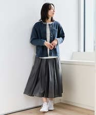 PZTEE01360 GEORGES RECH(ジョルジュ・レッシュ)  [セットアップ対応]ノーカラージャージーデニムジャケット ブルー