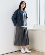 PZTEE01360 GEORGES RECH(ジョルジュ・レッシュ)  [セットアップ対応]ノーカラージャージーデニムジャケット ブルー