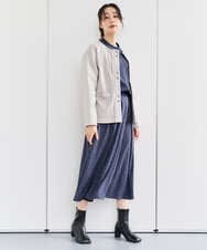 PZTEE01360 GEORGES RECH(ジョルジュ・レッシュ)  [セットアップ対応]ノーカラージャージーデニムジャケット ブルー