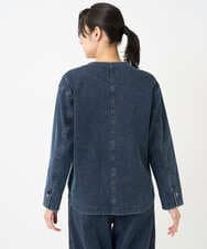 PZTEE01360 GEORGES RECH(ジョルジュ・レッシュ)  [セットアップ対応]ノーカラージャージーデニムジャケット ブルー