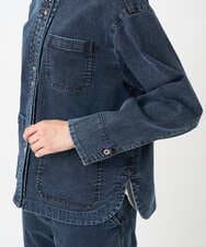 PZTEE01360 GEORGES RECH(ジョルジュ・レッシュ)  [セットアップ対応]ノーカラージャージーデニムジャケット ブルー