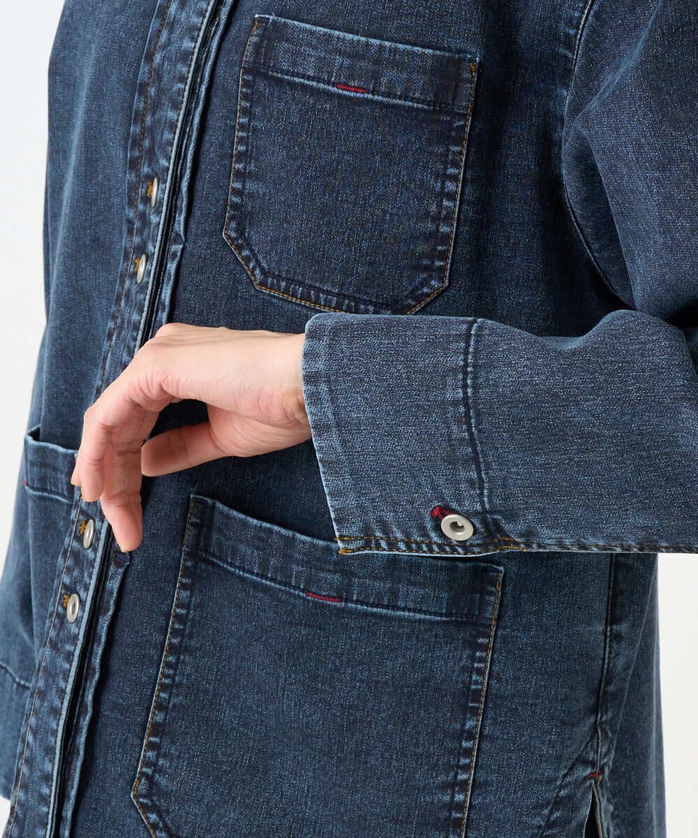 PZTEE01360 GEORGES RECH(ジョルジュ・レッシュ)  [セットアップ対応]ノーカラージャージーデニムジャケット ブルー