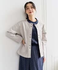 PZTEE01360 GEORGES RECH(ジョルジュ・レッシュ)  [セットアップ対応]ノーカラージャージーデニムジャケット ライトグレー