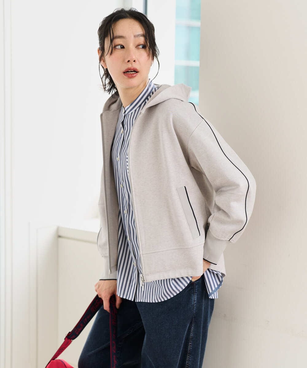 PZTEE02330 GEORGES RECH(ジョルジュ・レッシュ) ジャージージップフードパーカー ライトグレー