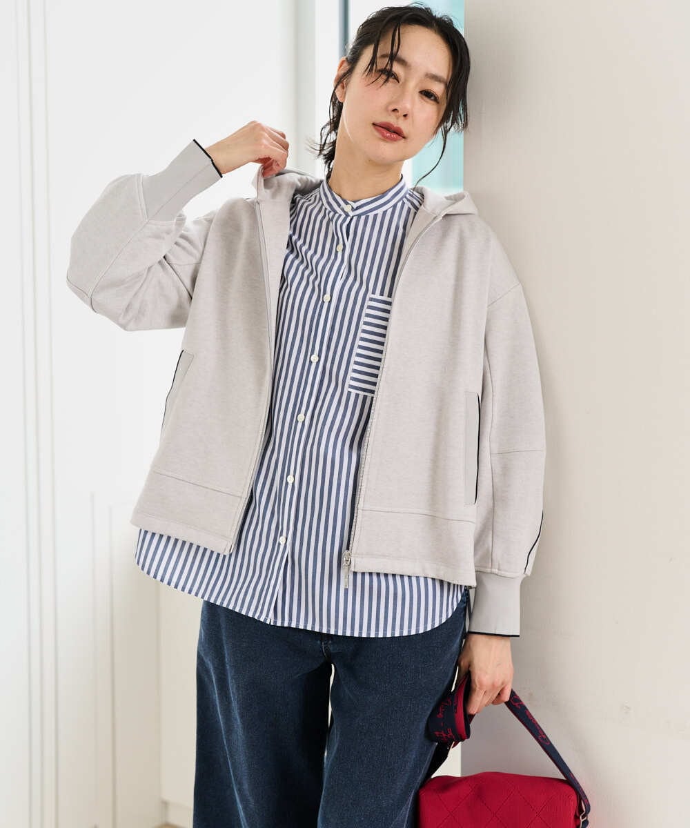 PZTEE02330 GEORGES RECH(ジョルジュ・レッシュ) ジャージージップフードパーカー ライトグレー