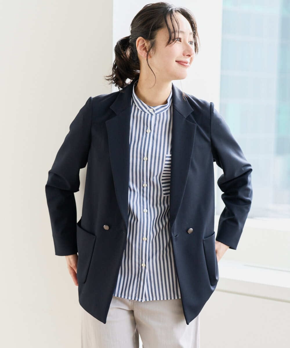 PZTEE03390 GEORGES RECH(ジョルジュ・レッシュ)  [日本製]ジャージーテーラードジャケット ネイビー