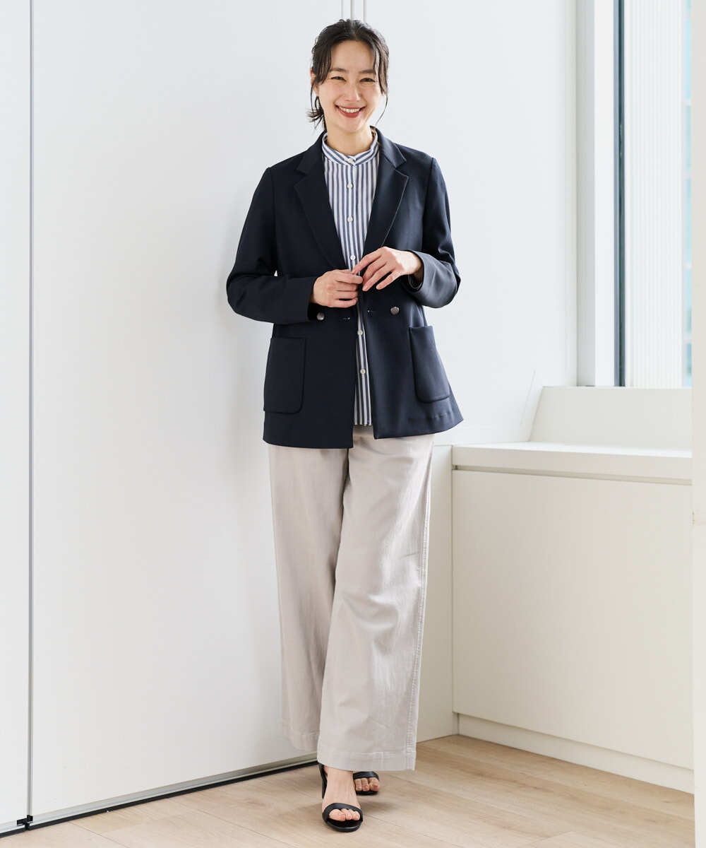 PZTEE03390 GEORGES RECH(ジョルジュ・レッシュ)  [日本製]ジャージーテーラードジャケット ネイビー