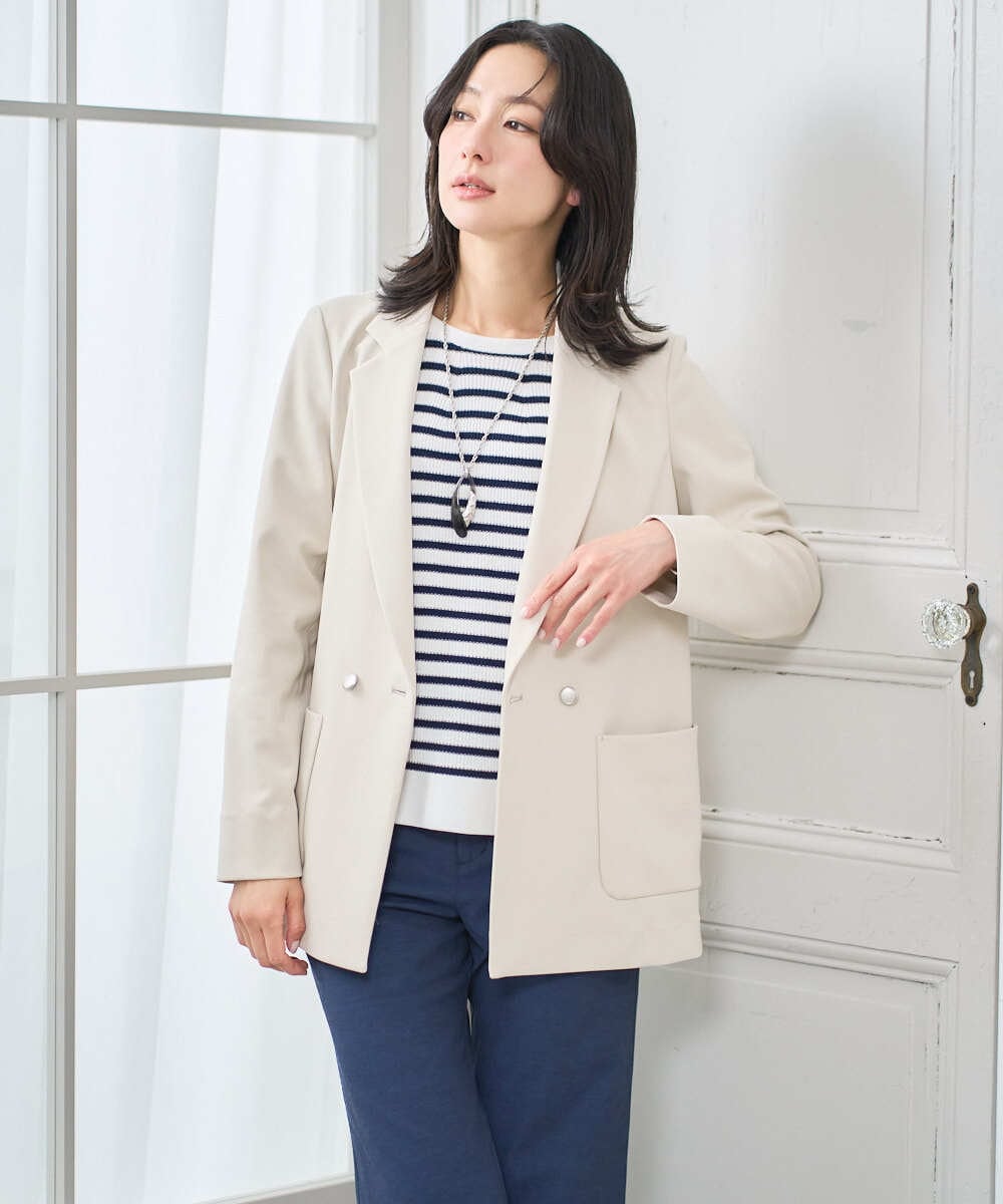 PZTEE03390 GEORGES RECH(ジョルジュ・レッシュ)  [日本製]ジャージーテーラードジャケット ネイビー