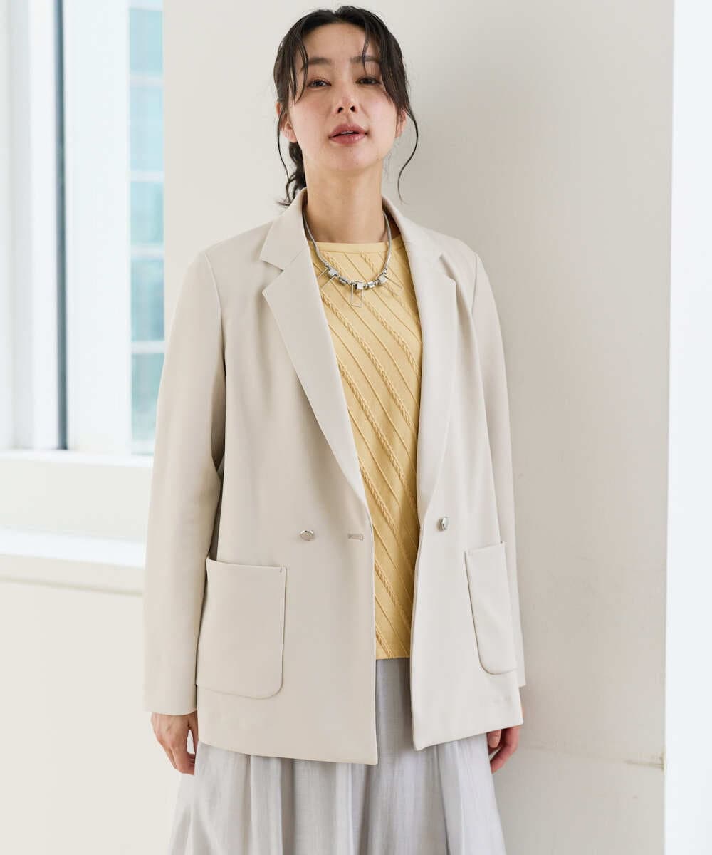 PZTEE03390 GEORGES RECH(ジョルジュ・レッシュ)  [日本製]ジャージーテーラードジャケット ネイビー