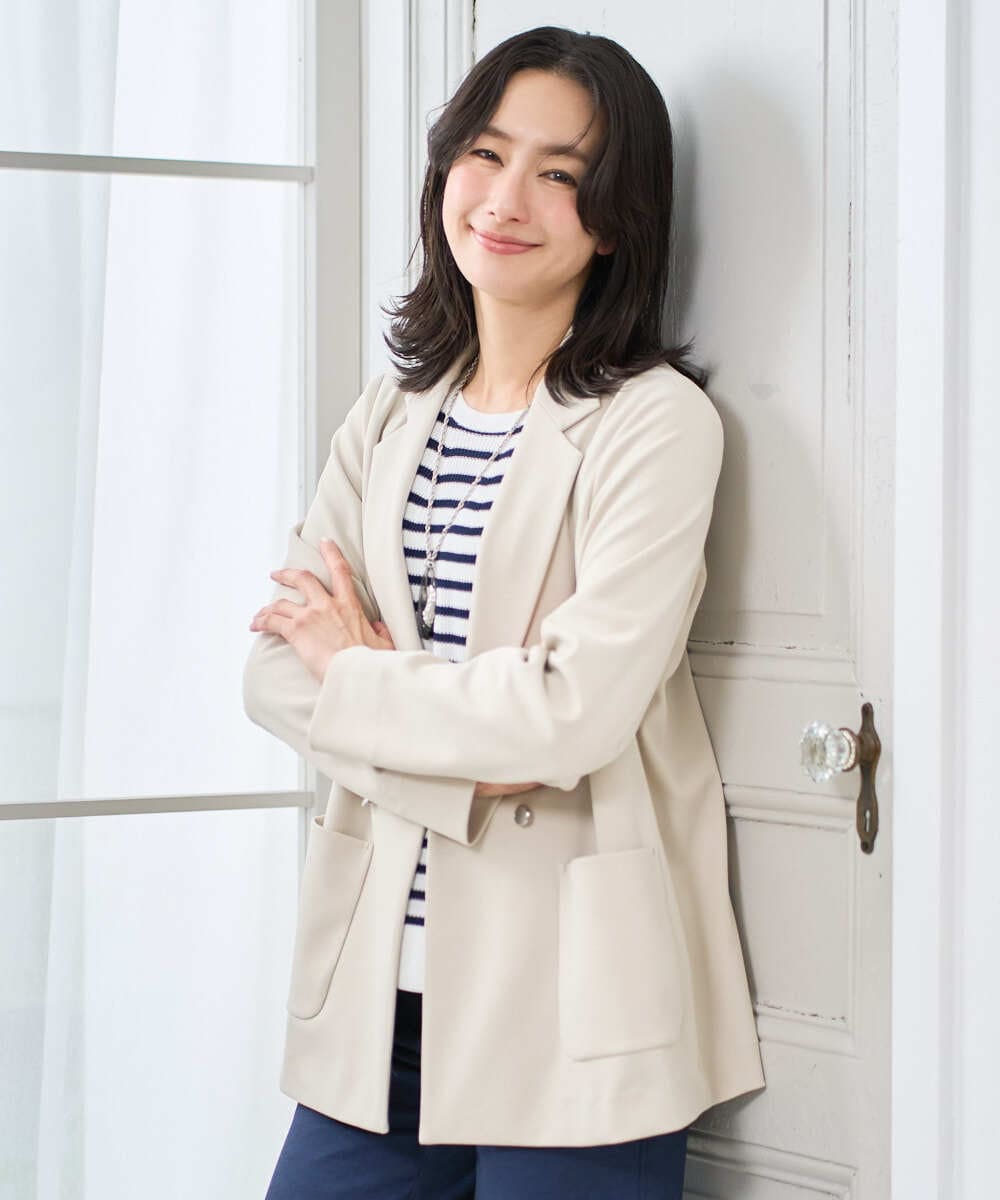 PZTEE03390 GEORGES RECH(ジョルジュ・レッシュ)  [日本製]ジャージーテーラードジャケット ベージュ