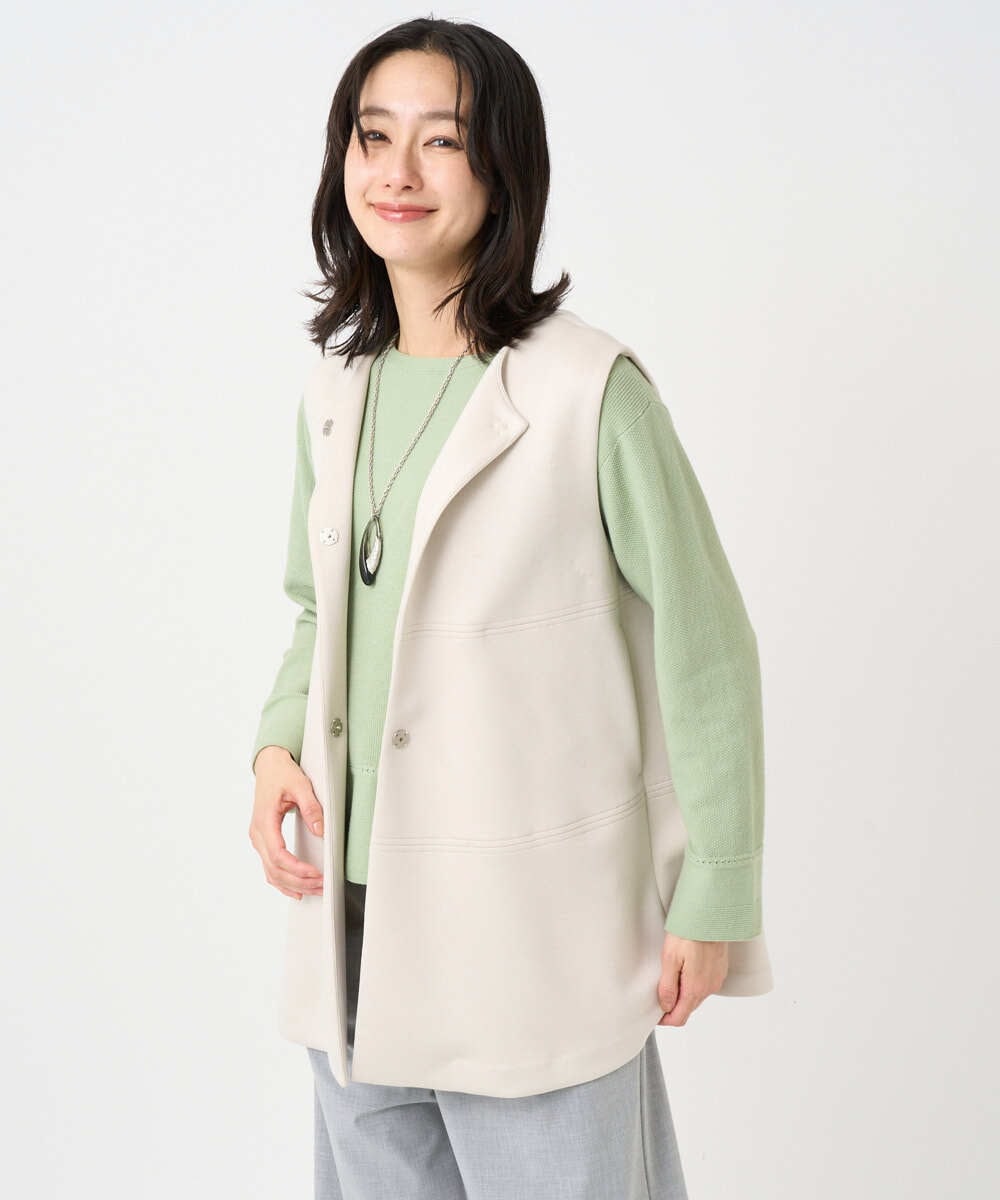 PZTEE20330 GEORGES RECH(ジョルジュ・レッシュ)  [セットアップ対応]ダンボールティアードフレアジレ ベージュ