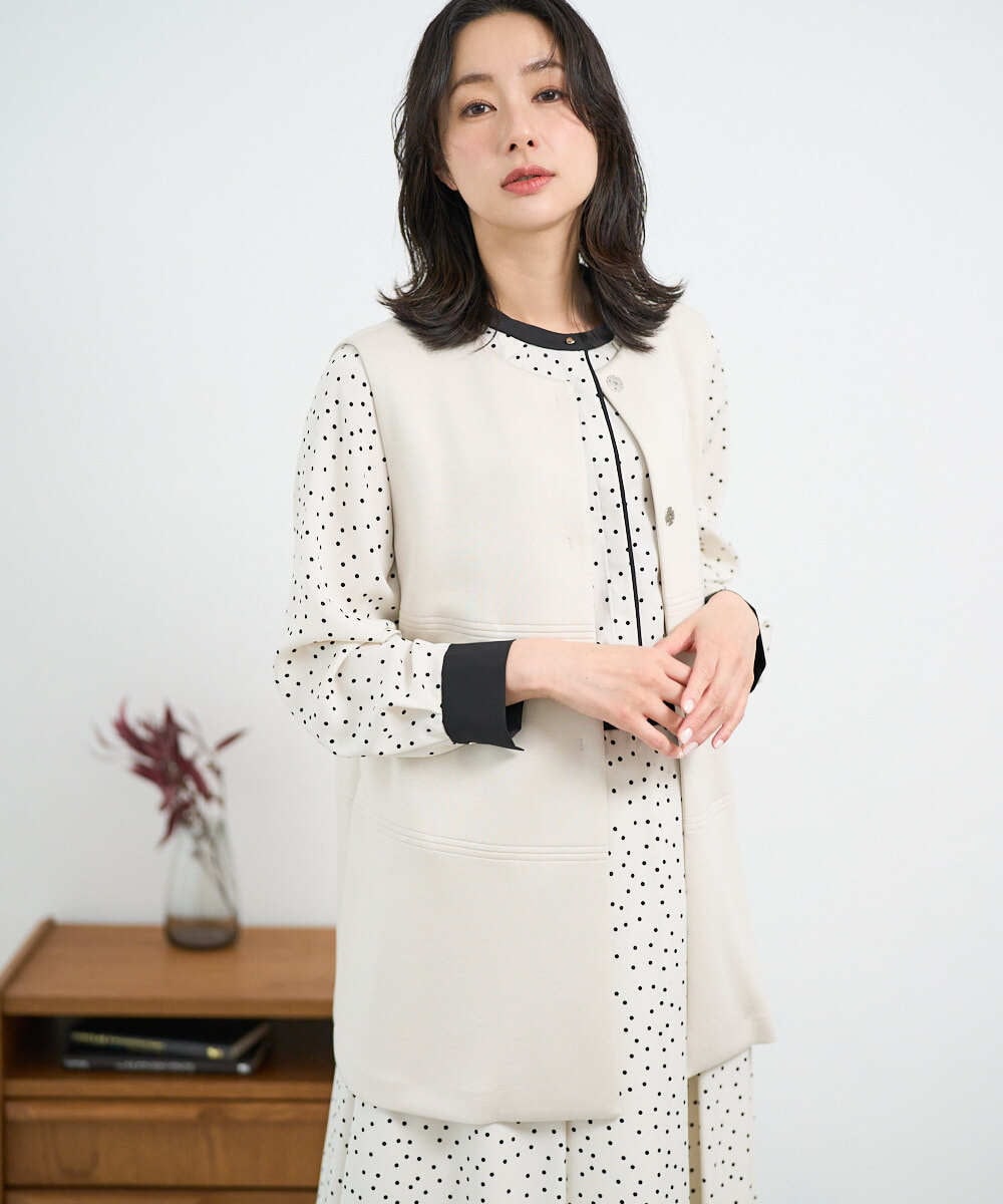 PZTEE20330 GEORGES RECH(ジョルジュ・レッシュ)  [セットアップ対応]ダンボールティアードフレアジレ ベージュ