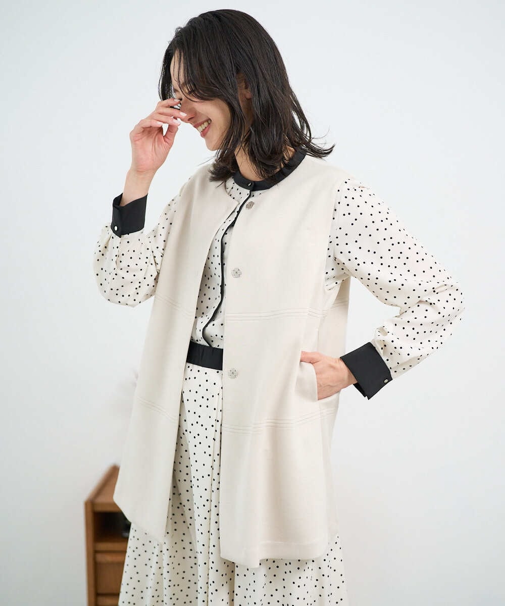 PZTEE20330 GEORGES RECH(ジョルジュ・レッシュ)  [セットアップ対応]ダンボールティアードフレアジレ ダークグレー