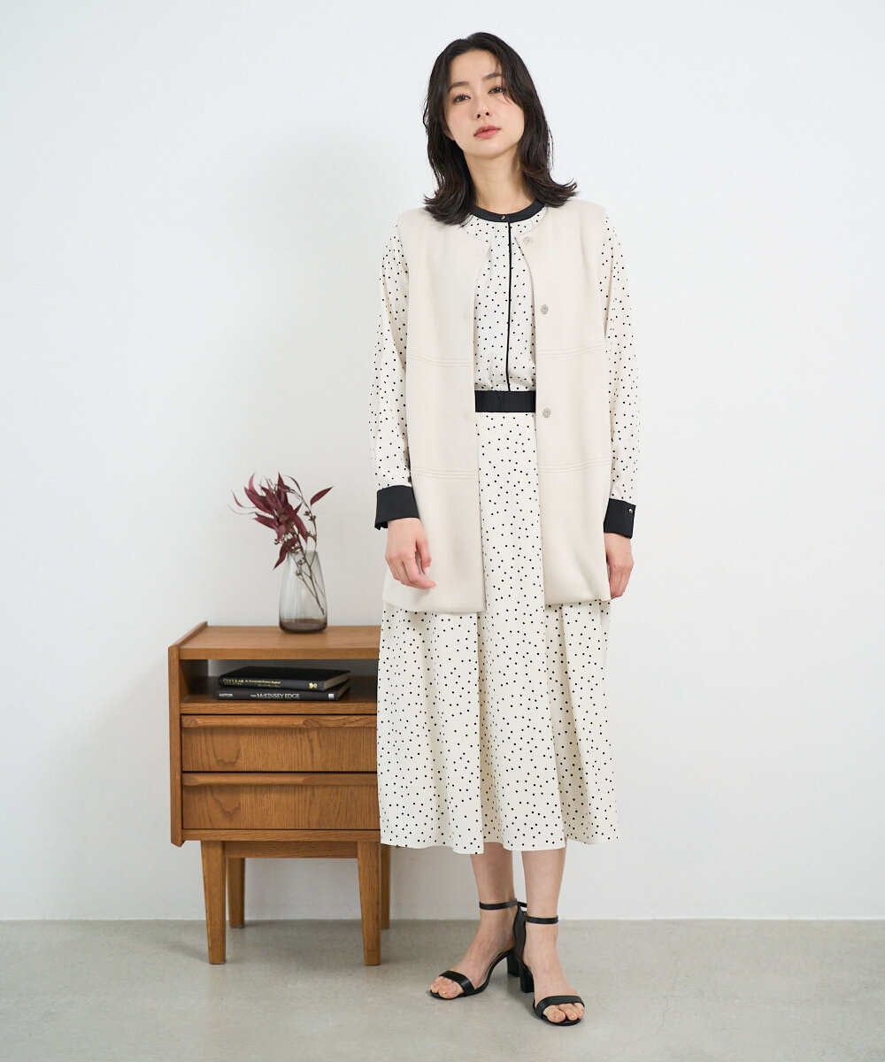 PZTEE20330 GEORGES RECH(ジョルジュ・レッシュ)  [セットアップ対応]ダンボールティアードフレアジレ ダークグレー