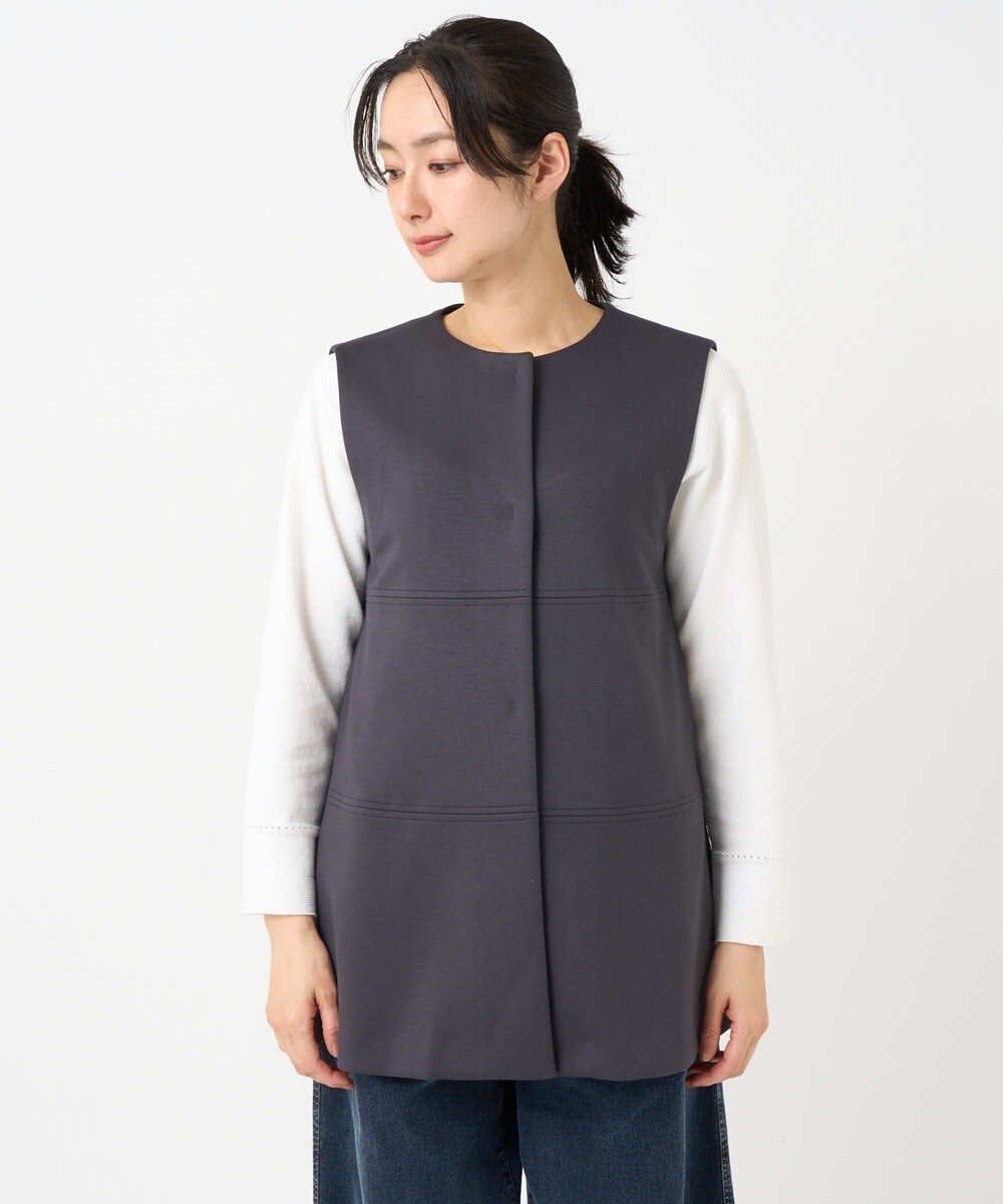 PZTEE20330 GEORGES RECH(ジョルジュ・レッシュ)  [セットアップ対応]ダンボールティアードフレアジレ ダークグレー