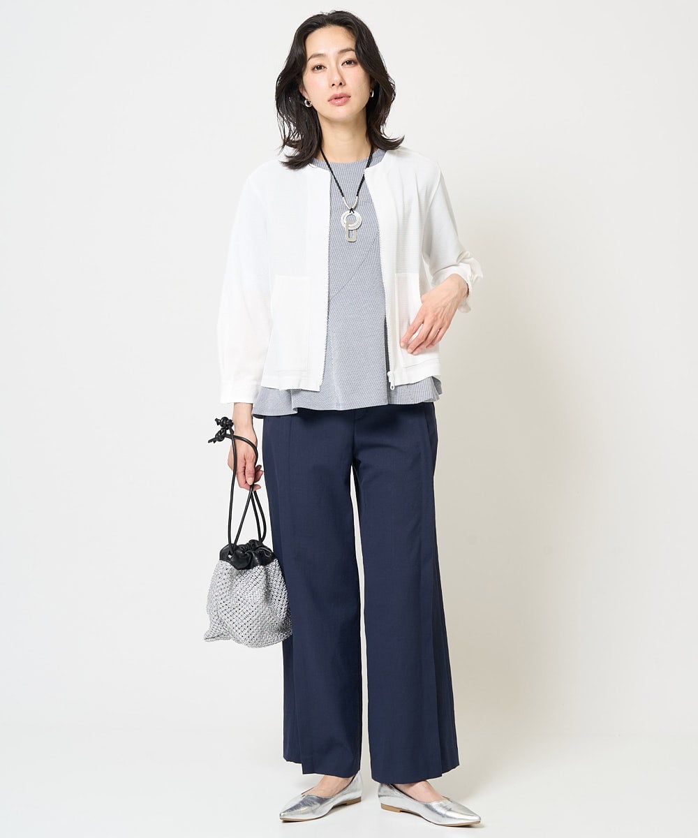 PZTGA32330 GEORGES RECH(ジョルジュ・レッシュ) ジャージーノーカラーショートブルゾン ネイビー